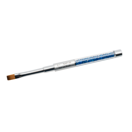 Gel Brush Flat #8 Blue Crystals Handle | 150560