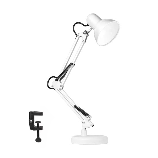 Lampe de bureau blanche à l'ancienne - Complète avec ampoule et base