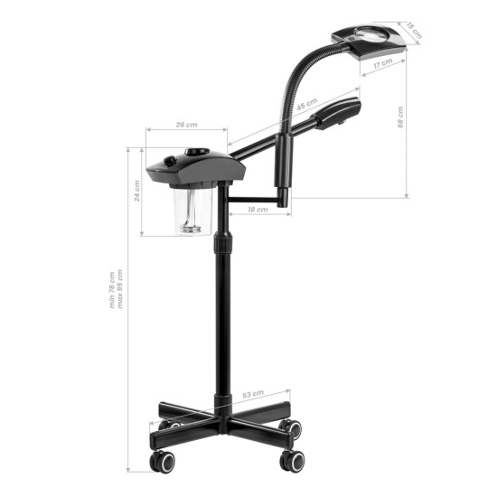 Vapozon avec lampe de magnification à lumière annulaire Dioptre 3 NOIR
