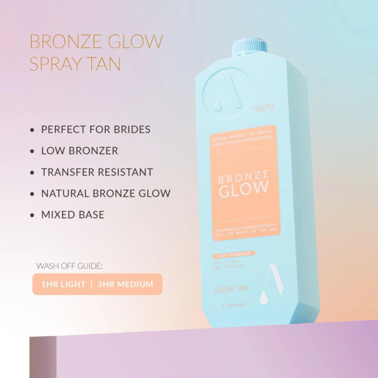 Spray Tan Solution Bronze Glow Light To Medium 1000ml, Azure Tan