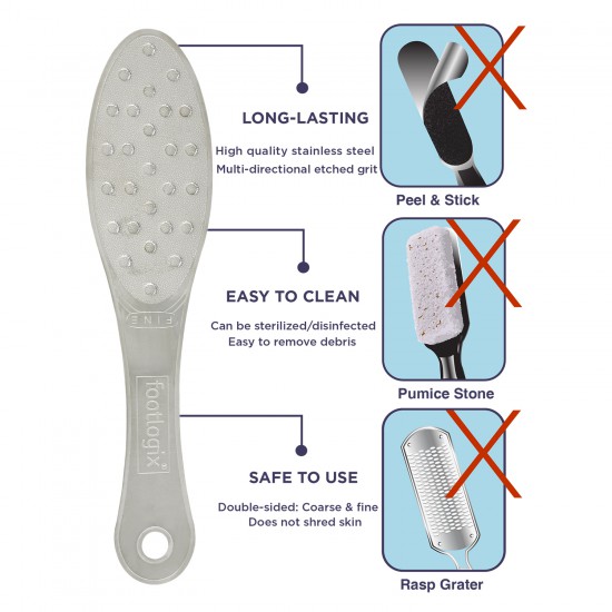 Footlogix® Double-Sided Stainless Steel File Coarse-Fine Metal