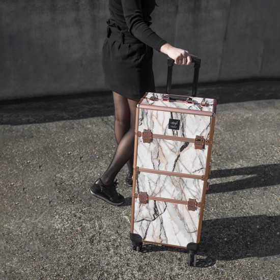 Trolley H76 Marble Pink & White with Rose Gold Frame