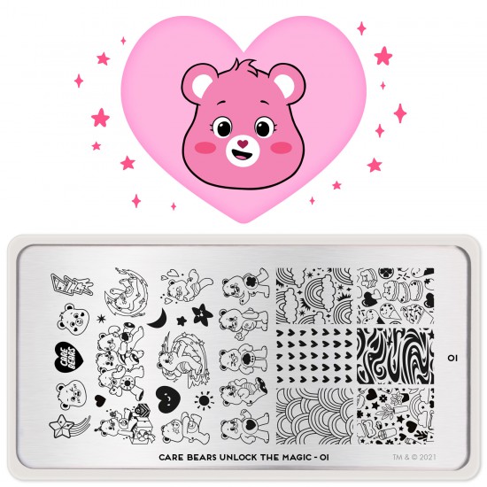 Plaque de tamponnage CARE BEARS UNLOCK THE MAGIC 01 (Saint-Valentin)