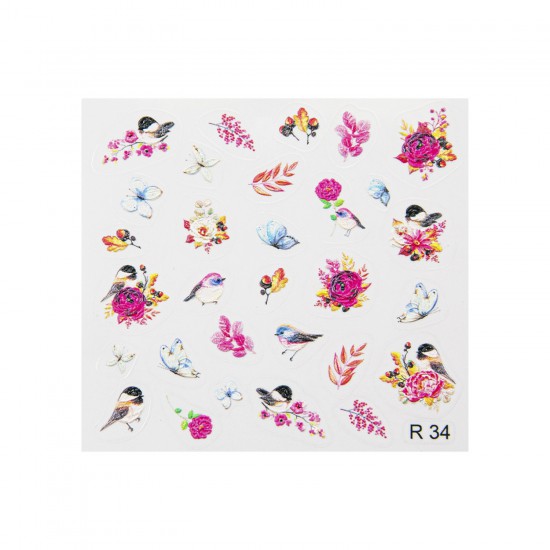 3D Sticker Birds & Flowers R34