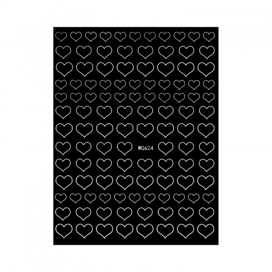 Nail Art Sticker HEARTS WHITE