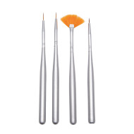 Nail Art Brush Set SILVER set of 4 Nail Art Brush Set SILVER set of 4