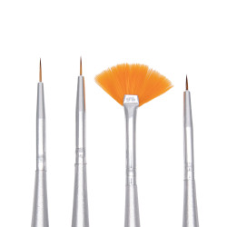 Nail Art Brush Set SILVER set of 4 Nail Art Brush Set SILVER set of 4
