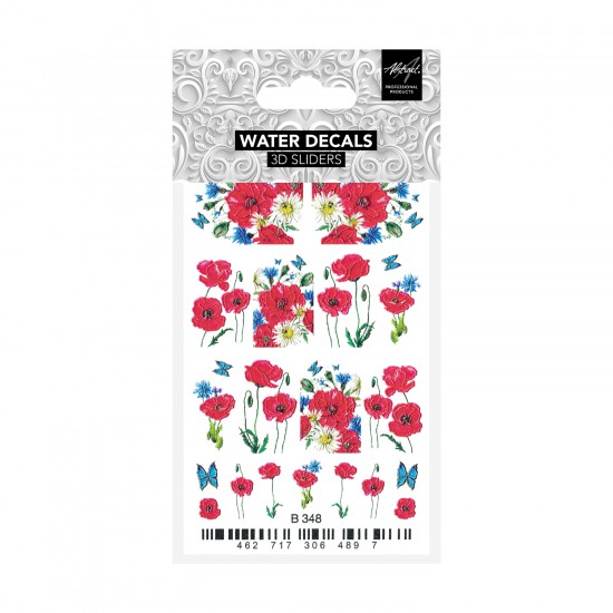 Poppies B348 3D Water Decals