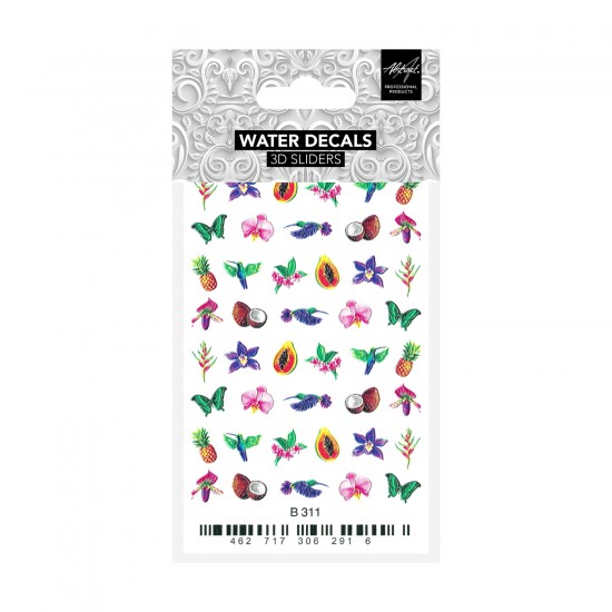 Tropical Birds & Butterflies B311 3D Water Decals