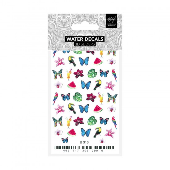 Tropical Birds & Butterflies B310 3D Water Decals