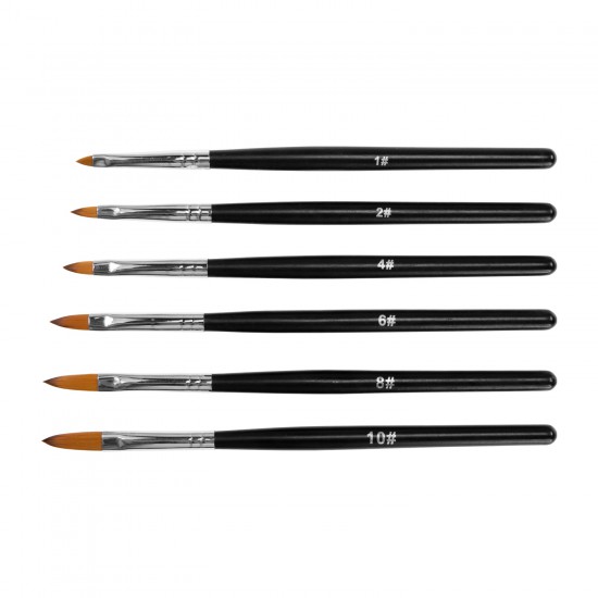 Nail Art Brush Set BLACK KOLINSKY set of 6