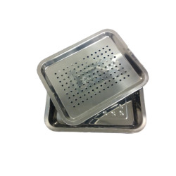 Premium Stainless Steel Instrument Tray with drainage tray 30x25cm 