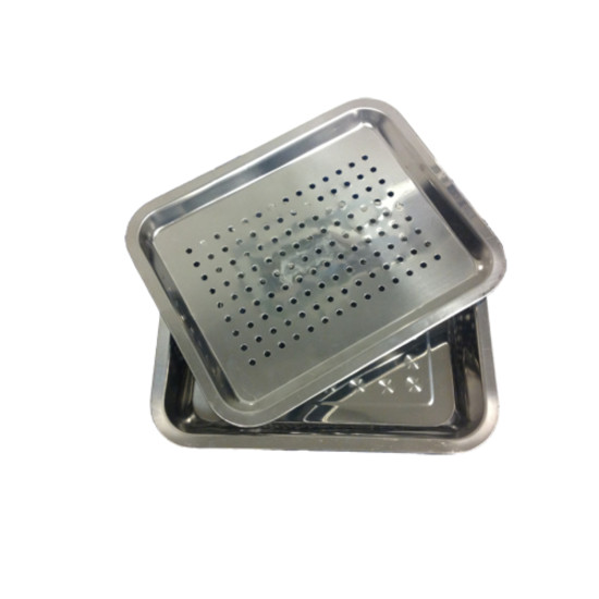 Premium Stainless Steel Instrument Tray with drainage tray 30x25cm 