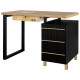 Table de Manucure Essenza BLACK/GOLD - 120 cm (Avec 3 tiroirs et extracteur de poussière intégré)