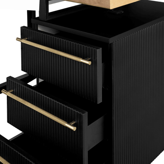 Essenza BLACK/GOLD Manicure Tafel - 120 cm (Met 3 lades)