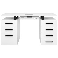 Manicuretafel Modern Duo WHITE 140cm (Met 4+3 lades en ingebouwde stofafzuiger)