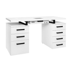 Manicuretafel Modern Duo WHITE 140cm (Met 4+3 lades en ingebouwde stofafzuiger)