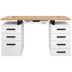 Manicuretafal Modern Duo WOOD/WHITE 140cm (Met 4+3 lades en ingebouwde stofafzuiger)