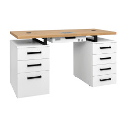 Manicuretafal Modern Duo WOOD/WHITE 140cm (Met 4+3 lades en ingebouwde stofafzuiger)