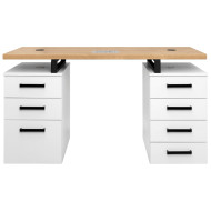 Manicuretafel Modern Duo WOOD/WHITE 140cm (4 laden + 3 laden)