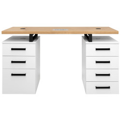 Manicuretafel Modern Duo WOOD/WHITE 140cm (4 laden + 3 laden)