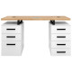 Manicuretafel Modern Duo WOOD/WHITE 140cm (4 laden + 3 laden)