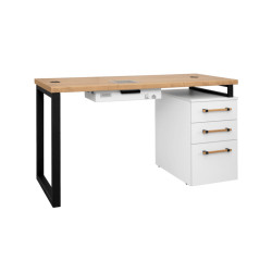 Manicuretafel Modern WOOD/WHITE 120cm (3 lades + ingebouwde stofafzuiger)