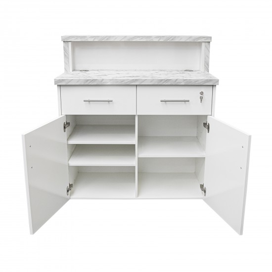 Reception Desk Marble Carrara White 130cm