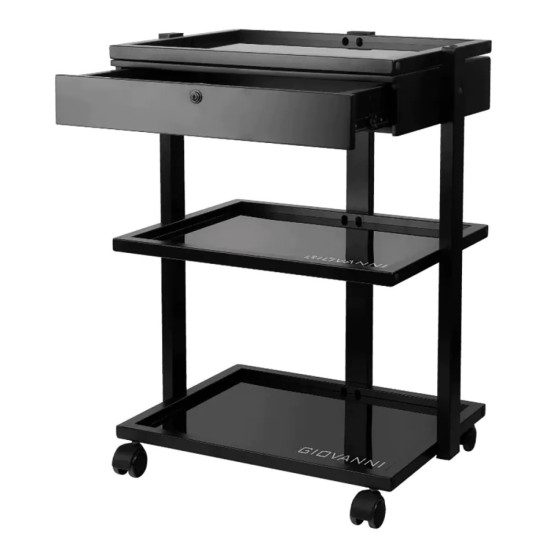 Elegant & Duurzaam Salon Trolley 2 planken & 1 lade BLACK