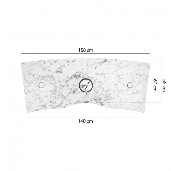 Manicuretafel Marble Carrara Graphite MATT 158cm